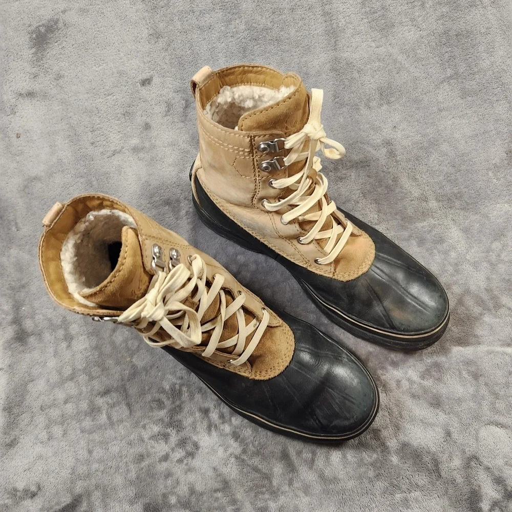 Sorel Boots Mens 13 Brown Nubuck Leather Caribou Storm Waterproof Shearling Duck